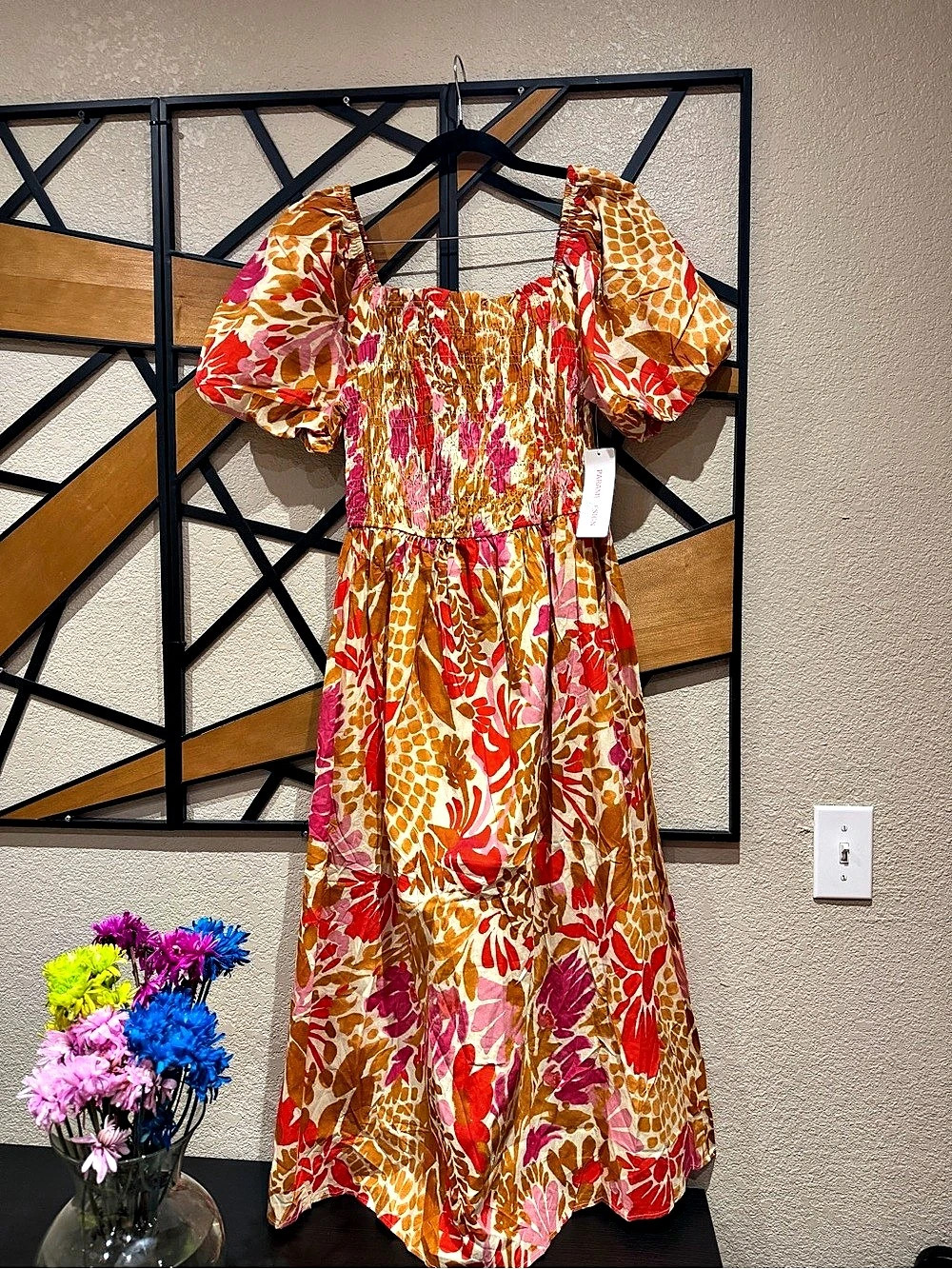 Parami Design Floral Maxi Dress in Orange & Pink Size 1X NWT